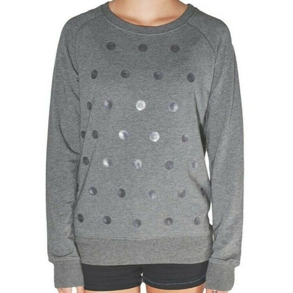 Kersh Cotton Sequin Polka-dot Sweater Pullover Long Sleeve Junior's Small womens